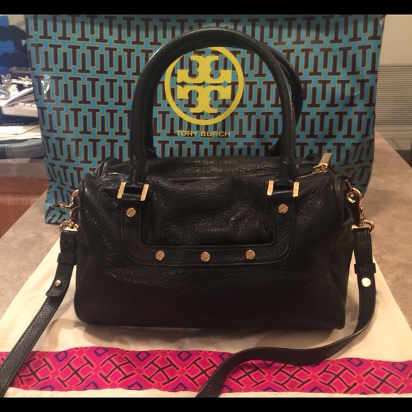 Tory Burch Black Leather Amanda Square Satchel Bag - Picture 2 of 8
